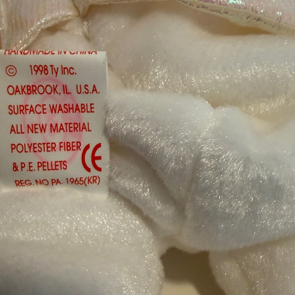 NWT RARE Ty White Angel Bear Plush with Iridescent Wings Beanie Baby WITH ERRORS - Picture 8 of 9